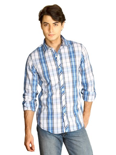 Scullers Men Blue Check Shirt