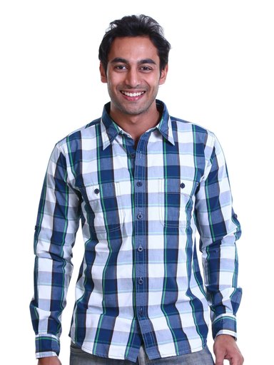 Probase Men Check Blue Shirt