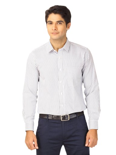 Mark Taylor Men Black & White Striped Shirt