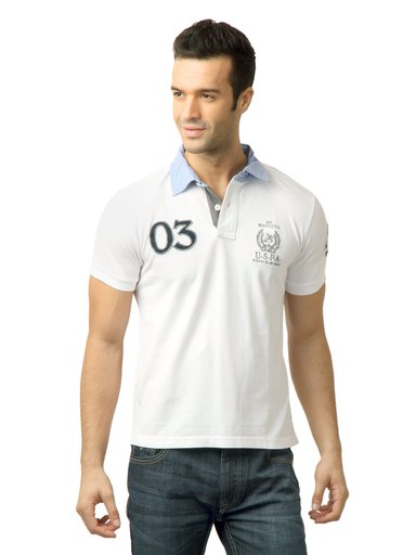 U.S. Polo Assn. Men Solid White Polo Tshirt