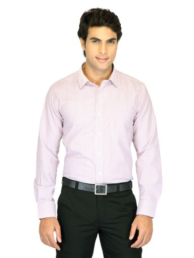 Mark Taylor Men Red Striped Shirt