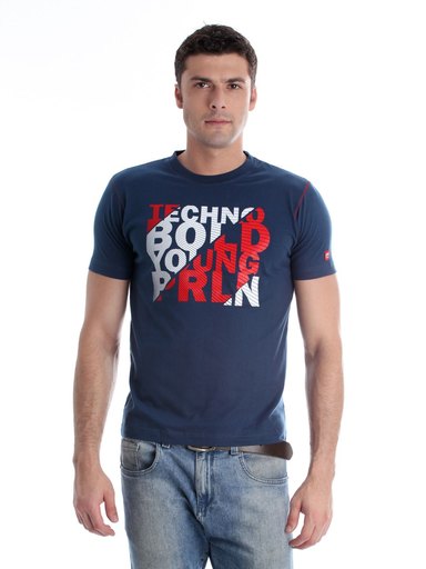 Proline Men Blue Printed T-shirt