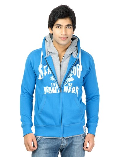 Status Quo Men Printed Blue Jackets