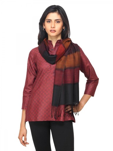 Fabindia Women Black Silk & Wool Stole