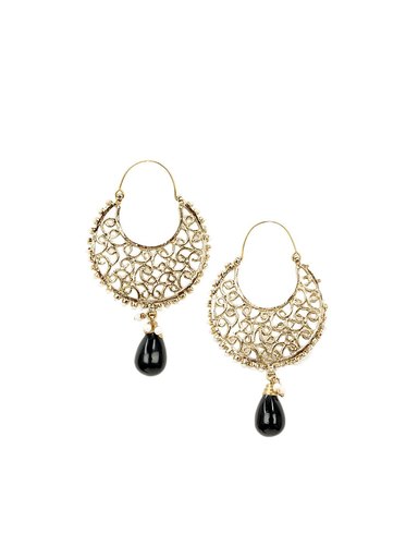 Royal Diadem Black Earrings
