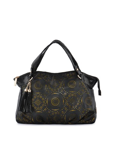 Lino Perros Women Flower Black Handbag