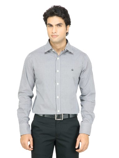 United Colors of Benetton Men Check Black Shirt