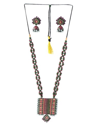 Adrika Green Teracotta Jewellery Set