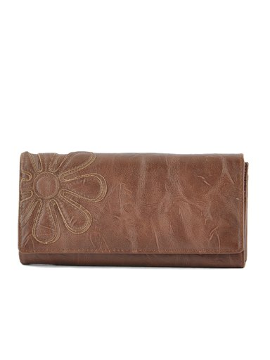 Lino Perros Women Flower LT.Brown Wallet