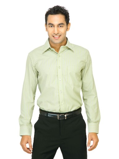 Mark Taylor Men Olive Green & White Striped Shirt