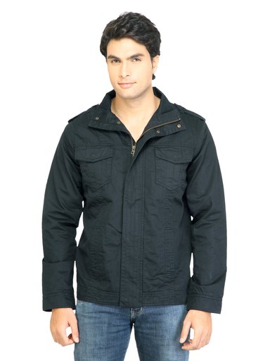 United Colors of Benetton Men Solid Black Jacket