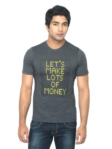 Mark Taylor Men Printed Charcoal T-shirt