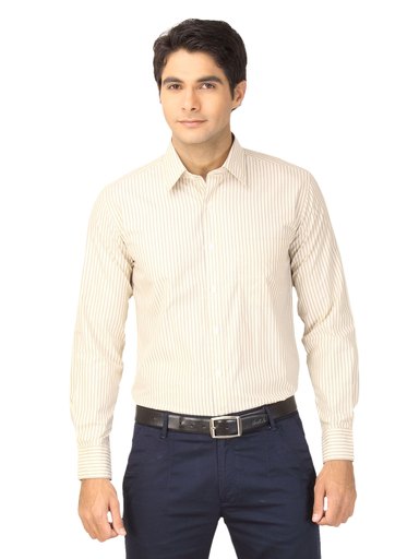 Mark Taylor Men Blue & Cream Striped Shirt