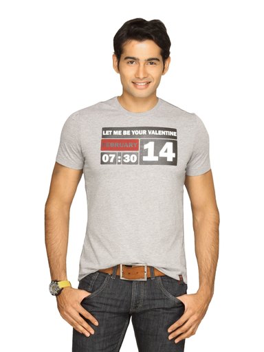 s.Oliver Men's Let Me Be Your Valentine Grey T-shirt