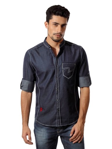 Spykar Men Passion Navy Blue Shirt