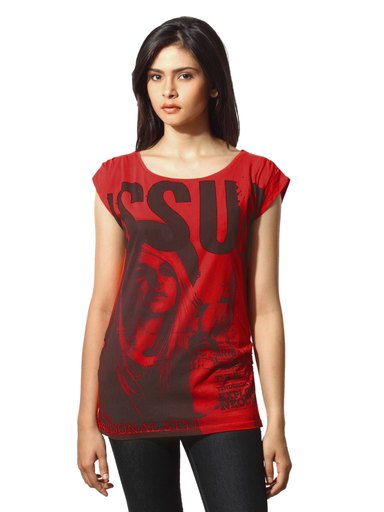 Flying Machine Women Poppy Red T-shirt