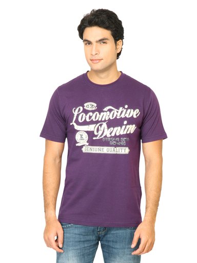 Locomotive Men Printed Purple Tshirt