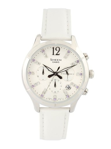 CASIO Sheen Women White Dial Chronograph Watch SX038 SHE-5020L-7ADR
