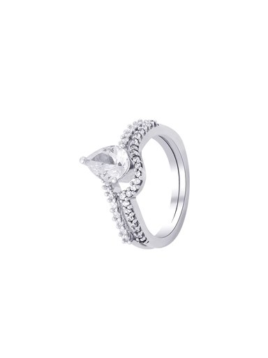 Lucera Women Set of Two Silver Ring