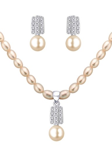 Miki Pearl Women Ivory Jewellery Set