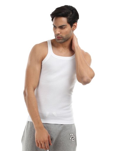 Park Avenue Men White Square Neck Vest