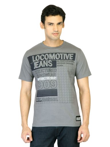 Locomotive Men Grey Printed T-shirt