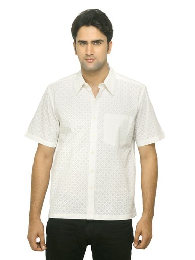 Fabindia Men Printed White Shirt
