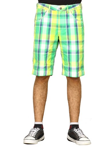 Puma Men Checks Green Shorts