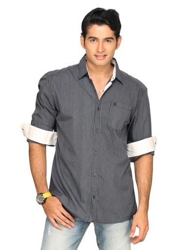 s.Oliver Men Striped Dark Blue Shirt