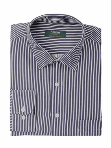 Arrow Men Stripes Navy Blue Shirts