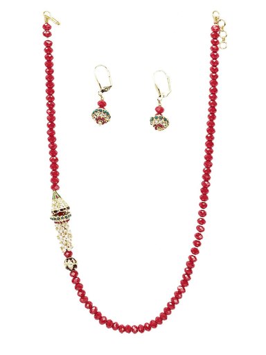 Royal Diadem Red Earring & Pendant Set