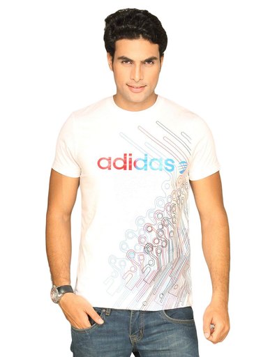 ADIDAS Men's Graphic White T-shirt