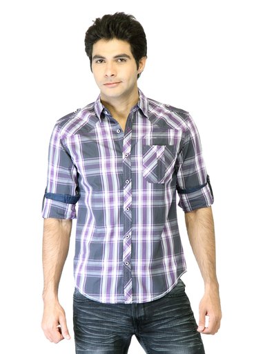 Locomotive Men Purple Check Shirt