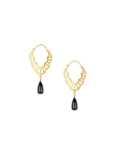 Rreverie Golden & Black Earrings