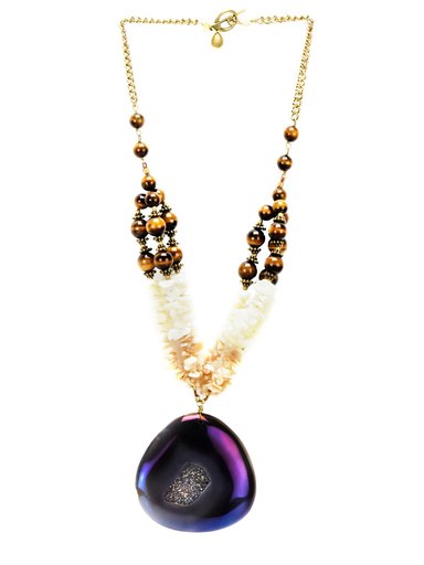 Ivory Tag Women Glistening Agate Cream Necklace