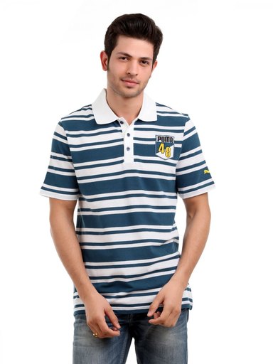 Puma Men Blue & White T-shirt