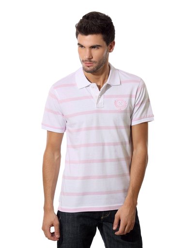 Free Authority Men White Striped T-shirt