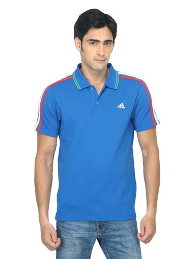 ADIDAS Men Aess Blue Polo T-shirt