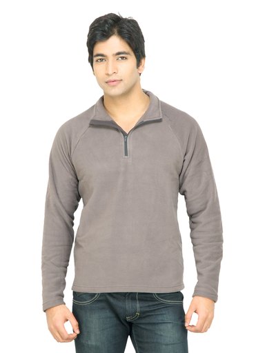 Quechua Men Warm Fleece Grey Sweatshirt