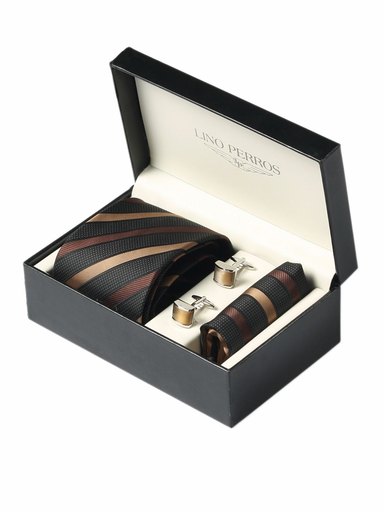 Lino Perros Men Formal Brown Accessory Gift Set