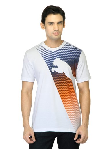Puma Men Printed White T-shirt