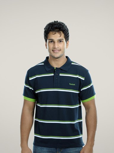 Reebok Men Navy Blue Polo T-shirt