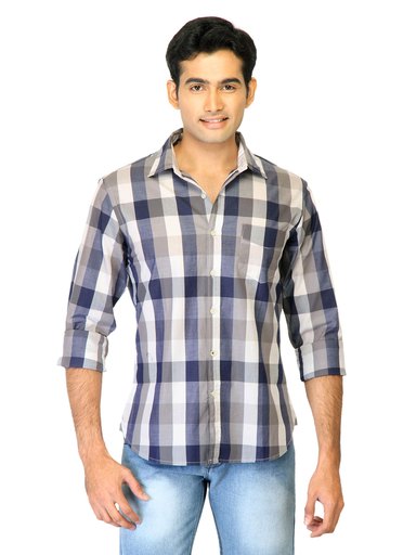 United Colors of Benetton Men Check Blue Shirts