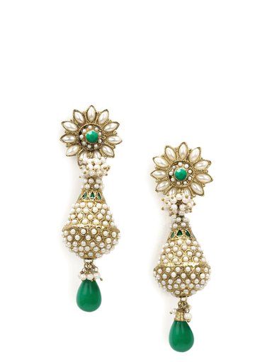 Royal Diadem Gold & White Earrings