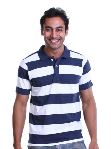 Probase Men Stripe Navy Blue T-shirt