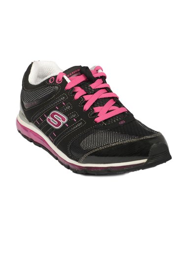 Skechers Women Sports Black Pink White Shoe