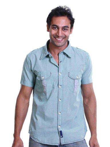 Probase Men Blue Slim Fit Solid Casual Shirt