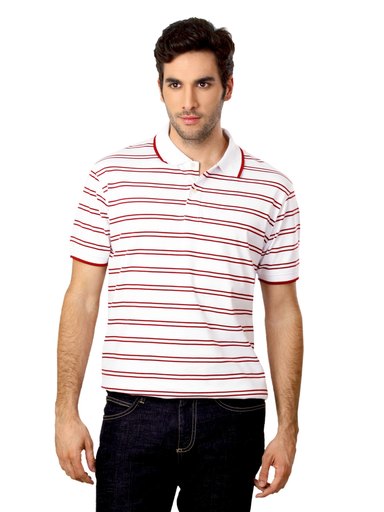 Scullers Men White Striped T-shirt