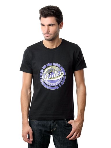 Myntra Men Black Rider Performance T-shirt
