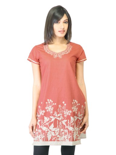 Folklore Women Orange Printed Kurta